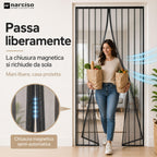 Zanzariera Porta Finestra Magnetica Facile da Montare con Felcro Adesivo Installazione Senza Fori per Tutte le Porte, Tenda Antimosche per Porta Esterna Chiusura Calamita