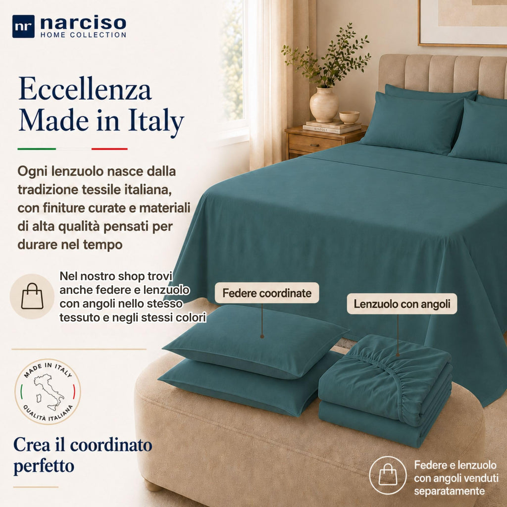 Lenzuolo Sopra 100% Cotone, Anallergico e Traspirante Abbinabile alle Nostre Federe e Lenzuolo con Angoli in Cotone, Made in Italy
