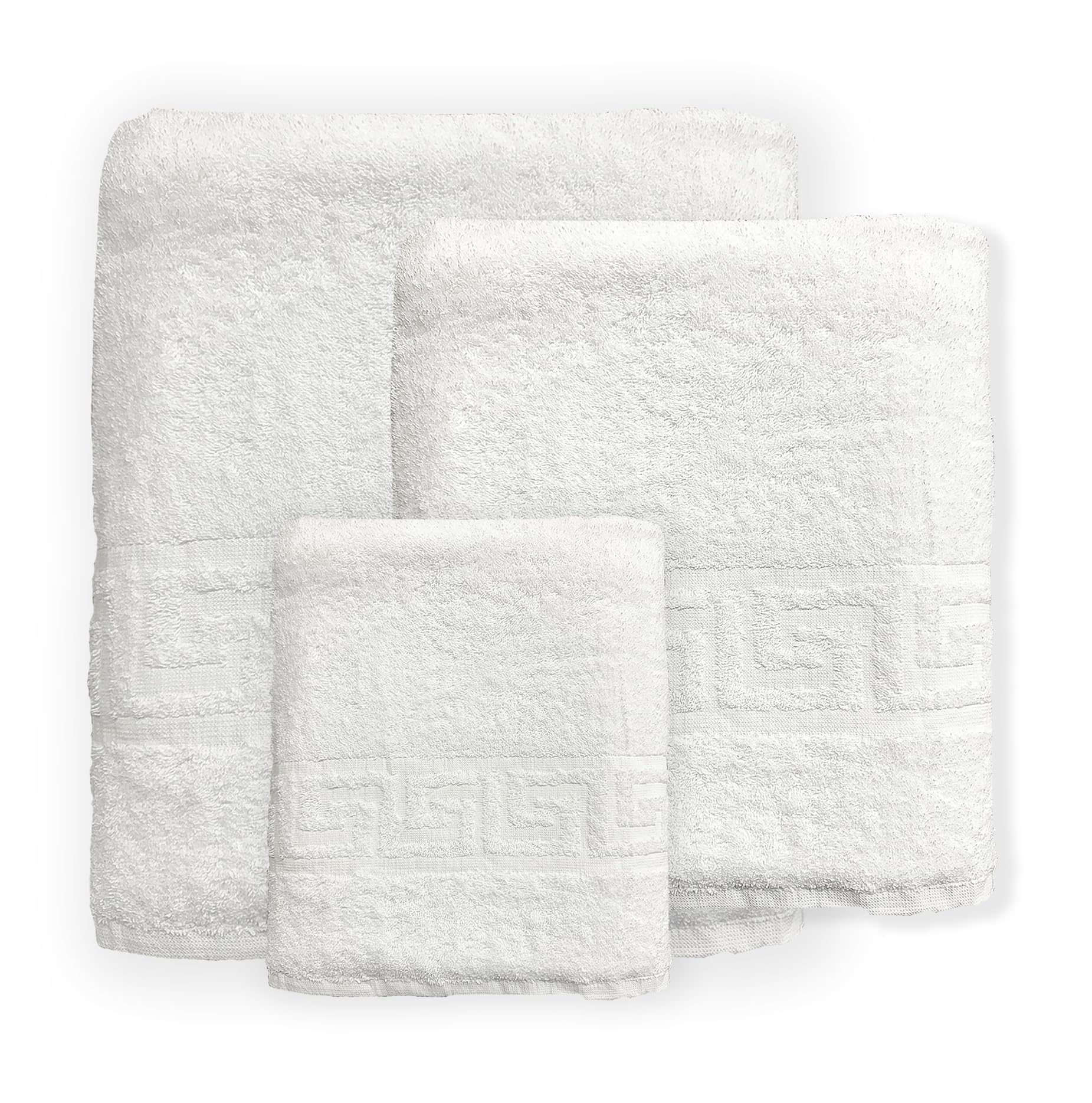 Set Asciugamani Bagno Pezzi per Hotel, B&B e Casa in Cotone, Asciugamani Bianchi Classici (Viso, Doccia, Ospite)