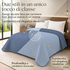 Trapunta Matrimoniale Primaverile in Microfibra Manopesca Vellutata sulla Pelle, Copriletto Matrimoniale Traspirante e Termoregolatore, Trapuntino Celeste/Blu