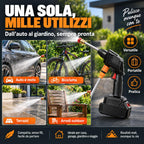 Idropulitrice a Batteria Portatile con 2 Batterie da 45 Minuti di Autonomia e Ricarica Veloce in 4 Ore, Pistola ad Alta Pressione 22.000 MAH - 20 BAR, Completa di Accessori Indicati in Descrizione