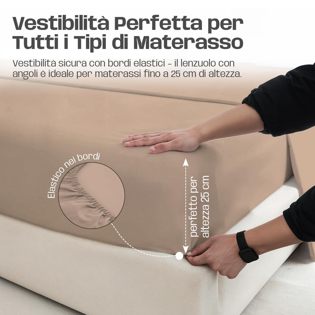 Lenzuola Letto Cotone Made in Italy, Completo Letto - Diversi colori - 3 TAGLIE