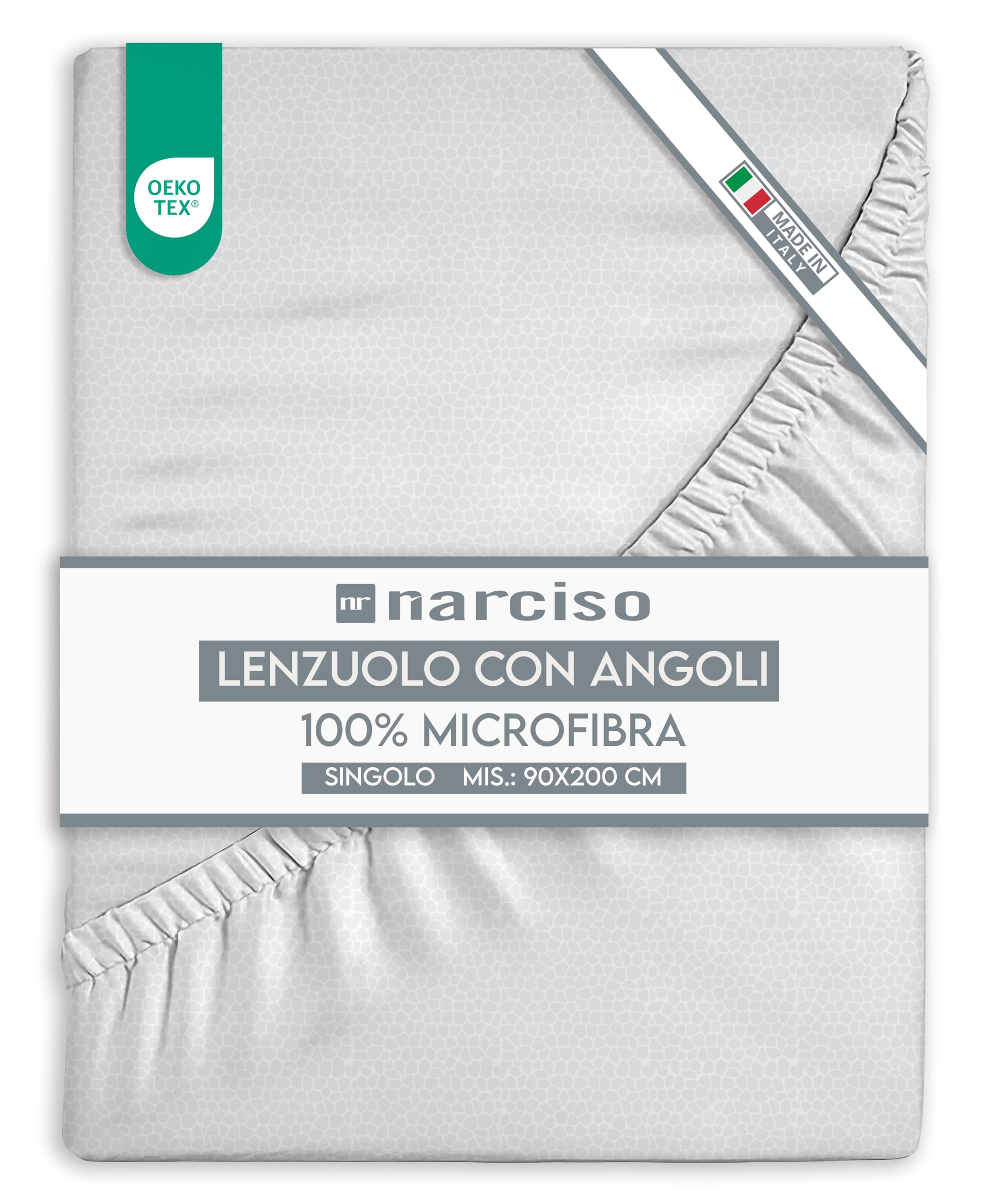 Lenzuolo con Angoli in Microfibra Tinta Unita Embossed, Lenzuola Sotto con Angoli Traspirante ed Anallergica, Biancheria da Letto Made in Italy