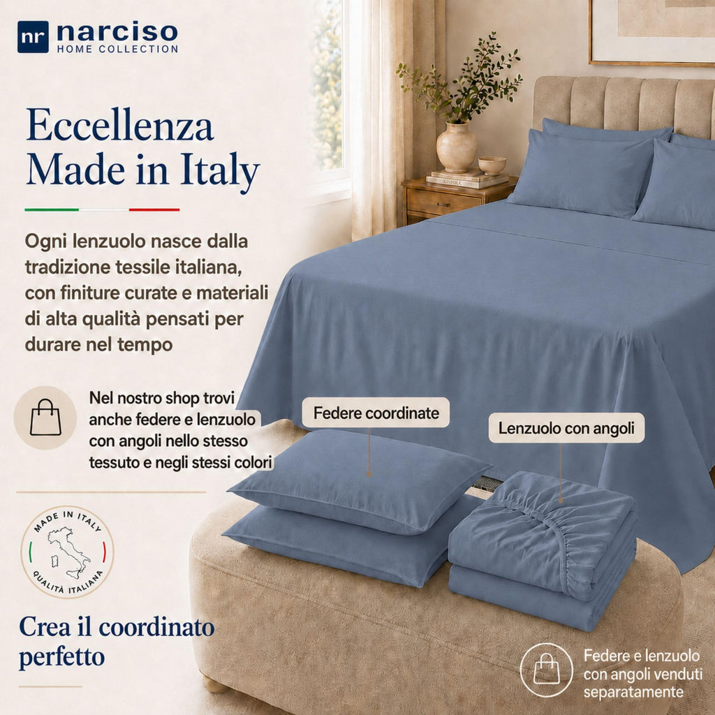 Lenzuolo Sopra 100% Cotone, Anallergico e Traspirante Abbinabile alle Nostre Federe e Lenzuolo con Angoli in Cotone, Made in Italy