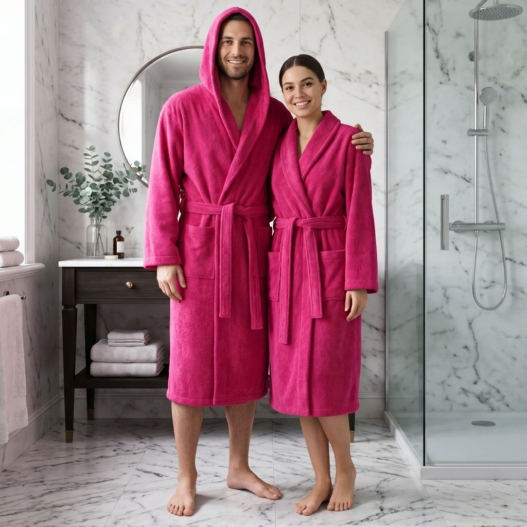 Accappatoio UNISEX con Cappuccio in Spugna Morbida di Cotone, Alto Potere Asciugante