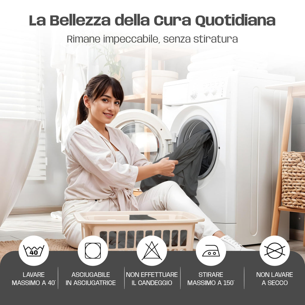 Lenzuola Letto Cotone Made in Italy, Completo Letto - Diversi colori - 3 TAGLIE
