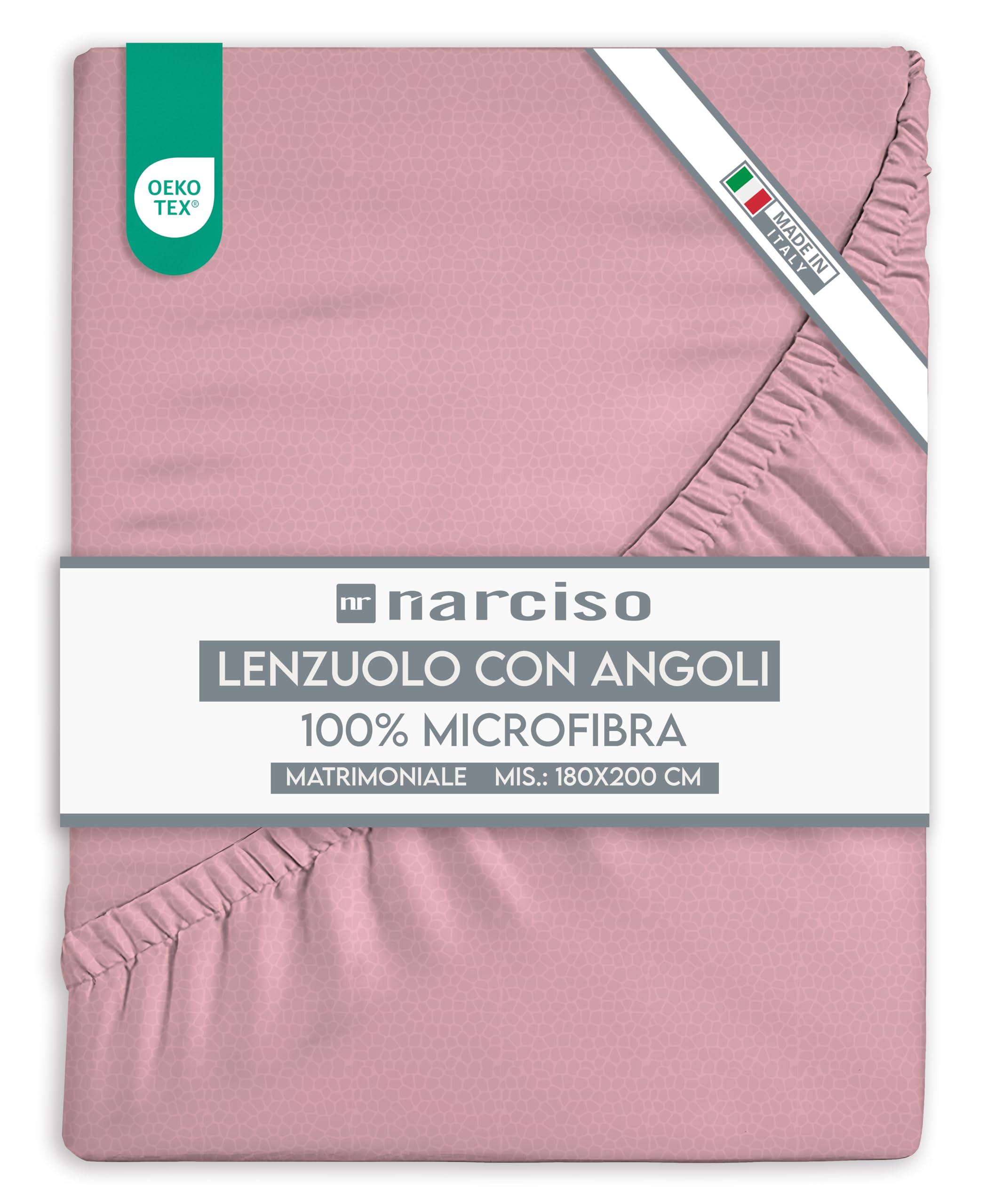 Lenzuolo con Angoli in Microfibra Tinta Unita Embossed, Lenzuola Sotto con Angoli Traspirante ed Anallergica, Biancheria da Letto Made in Italy