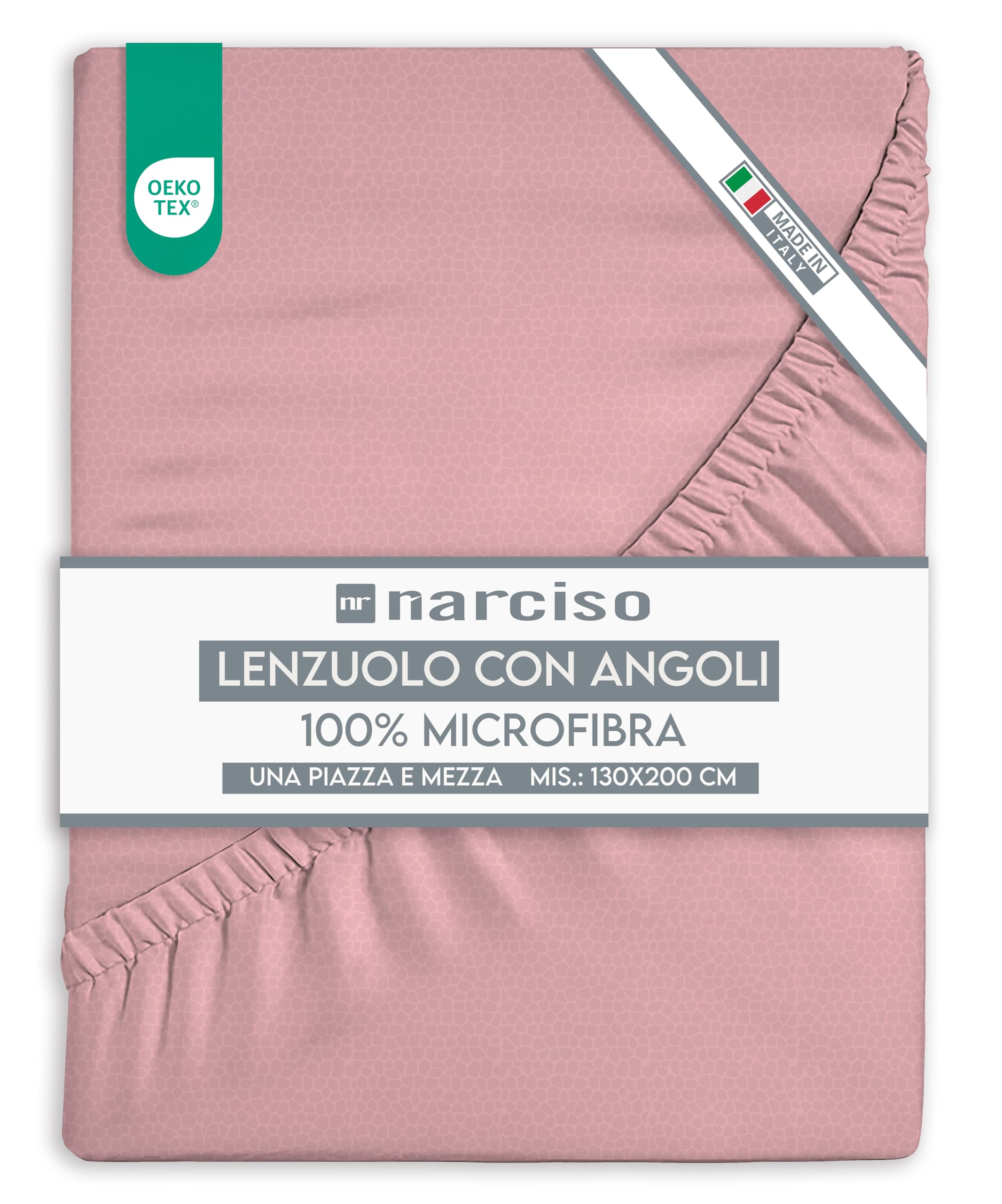 Lenzuolo con Angoli in Microfibra Tinta Unita Embossed, Lenzuola Sotto con Angoli Traspirante ed Anallergica, Biancheria da Letto Made in Italy