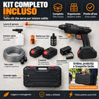 Idropulitrice a Batteria Portatile con 2 Batterie da 45 Minuti di Autonomia e Ricarica Veloce in 4 Ore, Pistola ad Alta Pressione 22.000 MAH - 20 BAR, Completa di Accessori Indicati in Descrizione