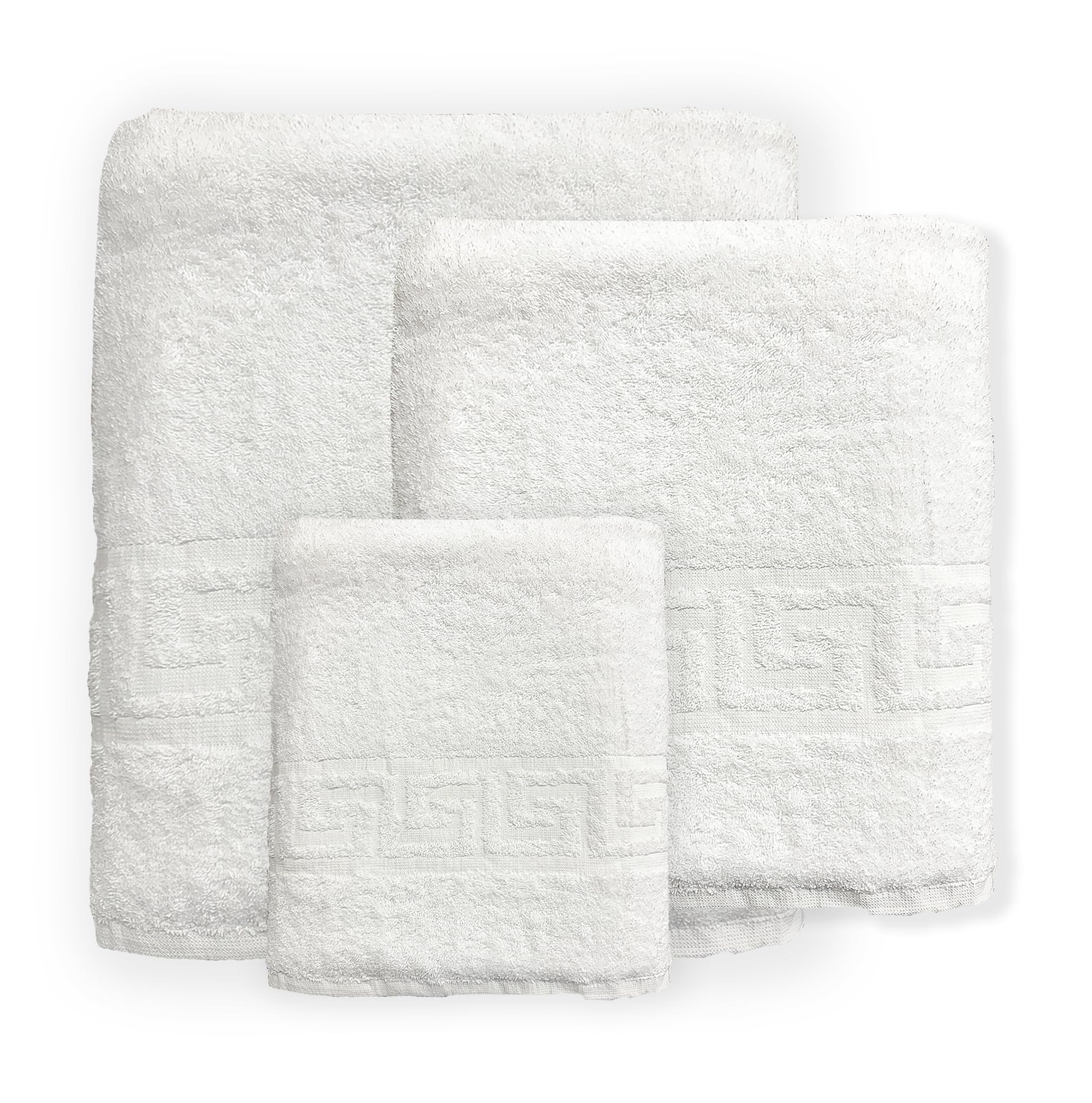 Set Asciugamani Bagno Pezzi per Hotel, B&B e Casa in Cotone, Asciugamani Bianchi Classici (Viso, Doccia, Ospite)