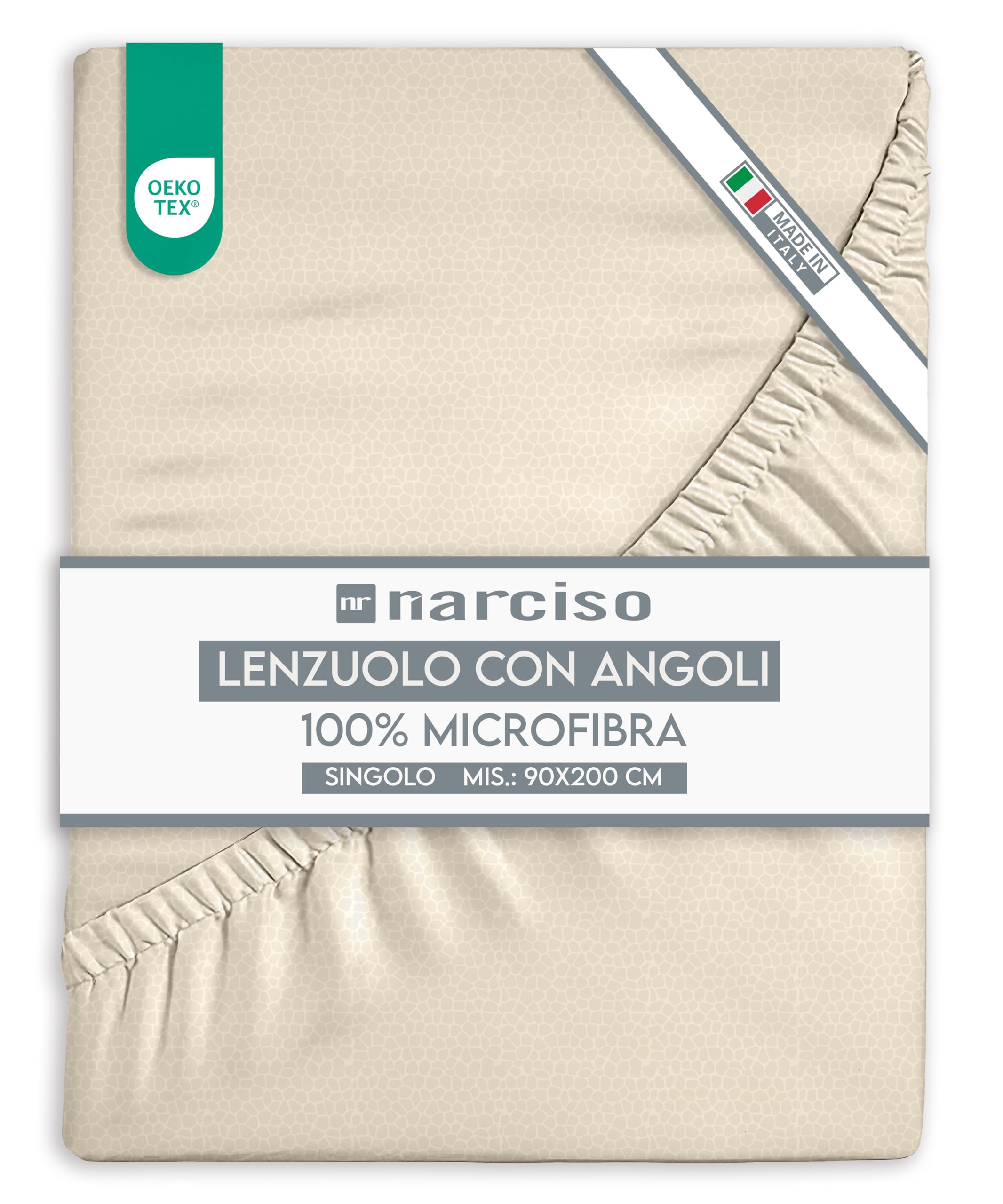 Lenzuolo con Angoli in Microfibra Tinta Unita Embossed, Lenzuola Sotto con Angoli Traspirante ed Anallergica, Biancheria da Letto Made in Italy