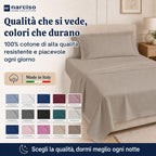 Lenzuolo Sopra 100% Cotone, Anallergico e Traspirante Abbinabile alle Nostre Federe e Lenzuolo con Angoli in Cotone, Made in Italy