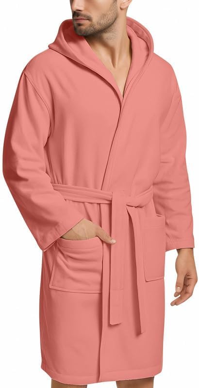 Accappatoio UNISEX Microfibra con Tasche Cappuccio e Cintura, Ideale per Casa, Viaggio, Palestra, Tessuto Morbido e Comodo, da S a XXL